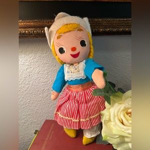 Vintage Doll in Traditional Irish Costume Blonde Hair 14”h Sofft 70s